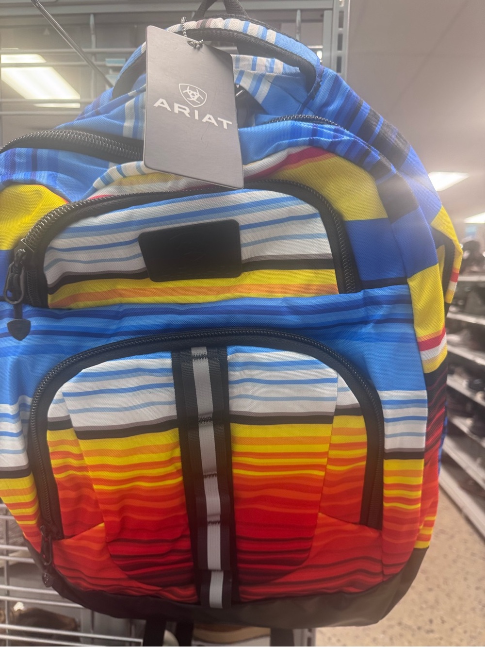 Ariat Striped Multicolor Backpack in Blue, Yellow, Red